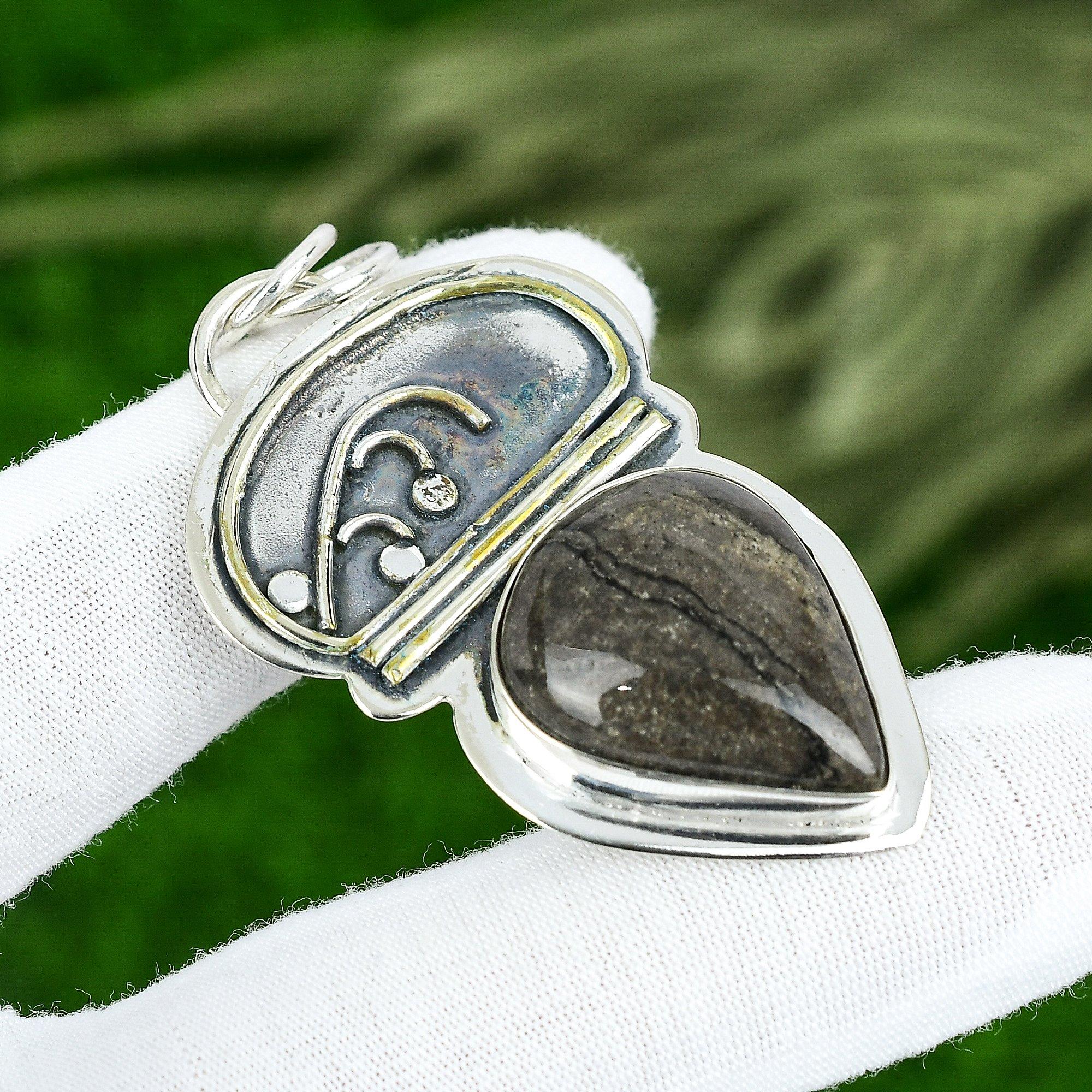

Sisters Day Deal Picasso Jasper Stone 925 Sterling Silver Anniversary Pendant