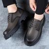 Large size retro business casual big head leather shoes men's 2025 new thick sole heightening tooling youth derby shoes