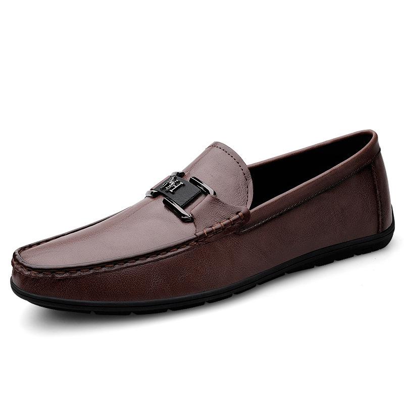 Loafers men's shoes leather overalls Doudou shoes casual shoes Korean version lazy driving shoes one pedal driver shoes