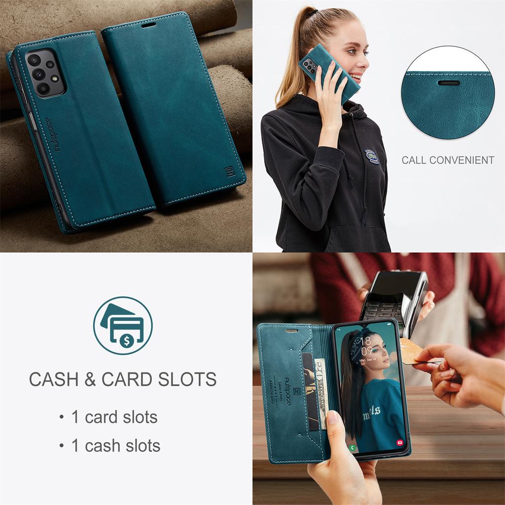 For Samsung Galaxy A23 / A23 5G / M23 Vintage Leather Flip Wallet Case with RFID Blocking Card Slot, Matte Retro Folio Cover (4 Colors)