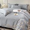 Hepburn Series: Luxurious Floral Embroidery Cotton Bed Sheet Set - Skin-Friendly, Fitted Style, Four-Piece