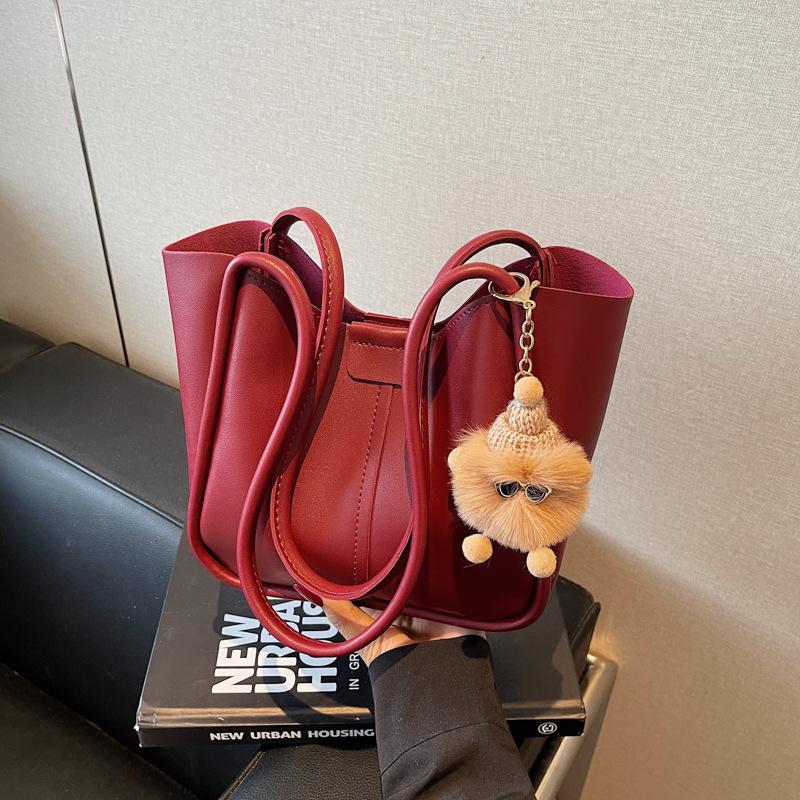 

Сумка премиум-класса женская новая нишевая сегодня популярная сумка через плечо большая вместимость сумка для поездок сумка-ведро бордовый