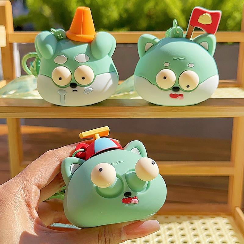 Eyes Puppy Explosive Hat Cartoon Silicone Keychain Bag Pendant For Items Gift