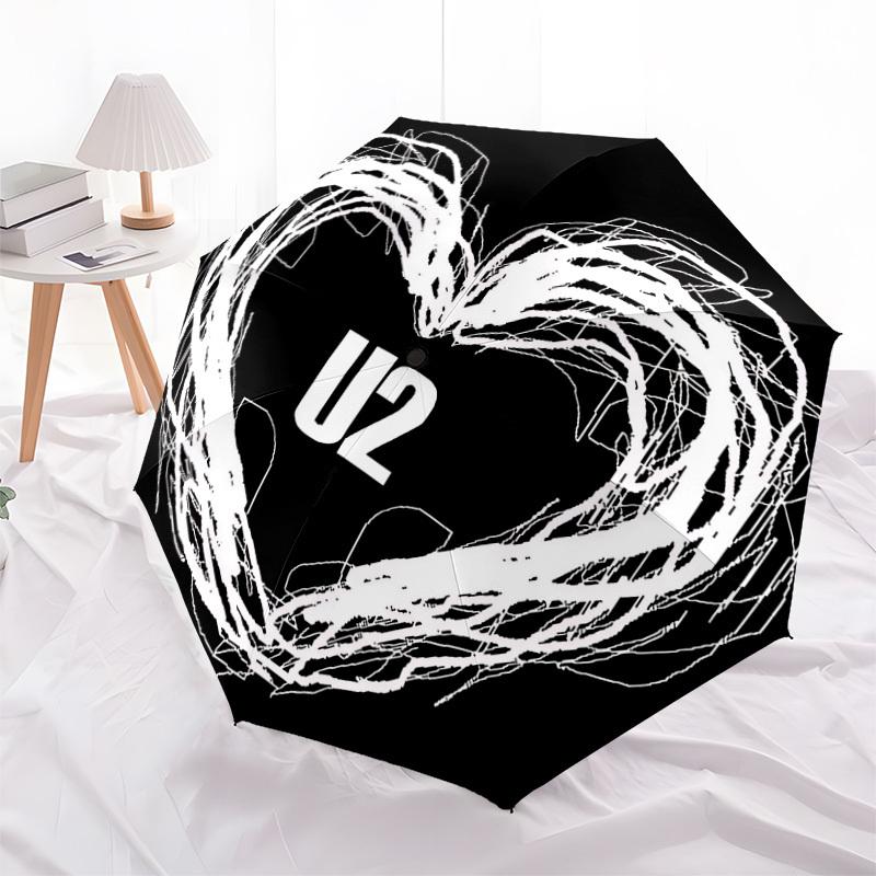 1pc U2, Music Band Logo Automatic Folding Umbrella] Durable Iron Frame & Rod, Portable Folding, Makes a Great Holiday Gift yy251016290