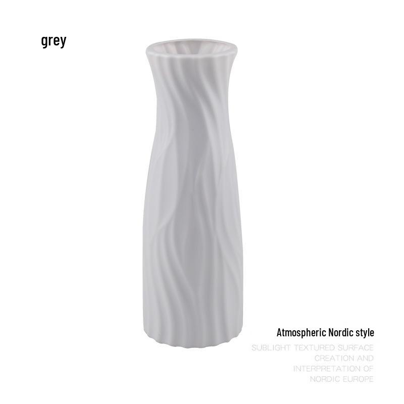 Nordic Style Round Plastic Vase - Fashionable, Simple, Anti-Fall Porcelain Imitation for Home Decoration and Flower Arrangements.