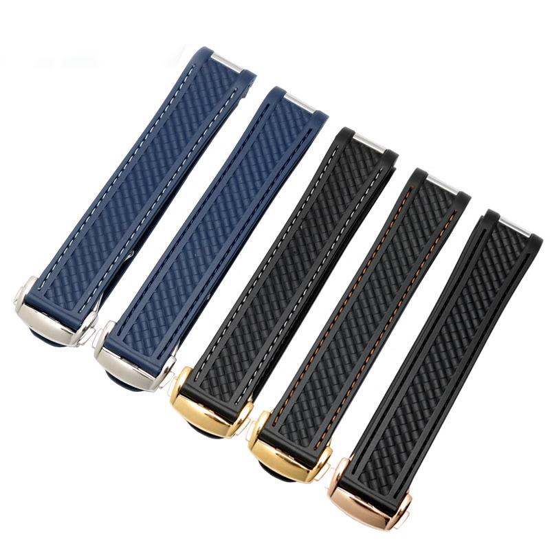 20mm Watch Strap For Omega Seamaster 300 AT150 Aqua Terra Ultra Light 8900 Steel Buckle Blue Watchband Bracelets