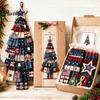 Cadeau d'artisanat de Noël pour adultes Kit d'arbre patchwork surdimensionné à faire soi-même, Ensemble d'assemblage en tissu à carreaux rétro Art des fêtes et avec des ornements suspendus Maison