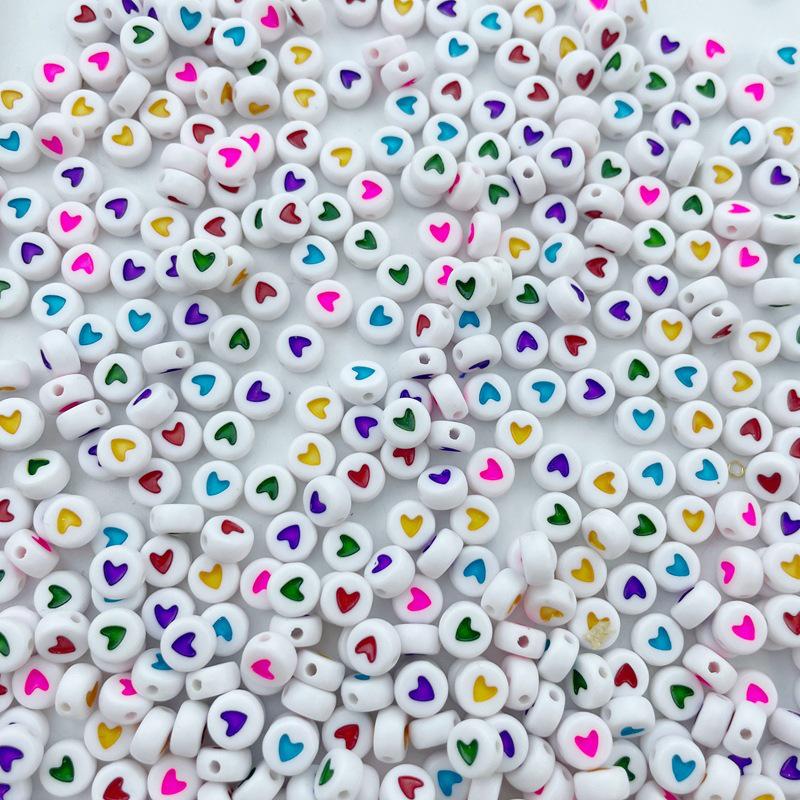 4x7mm Acrylic Colorful Peach Heart Beads, Heart-Shaped Round Beads for DIY Jewelry Accessories