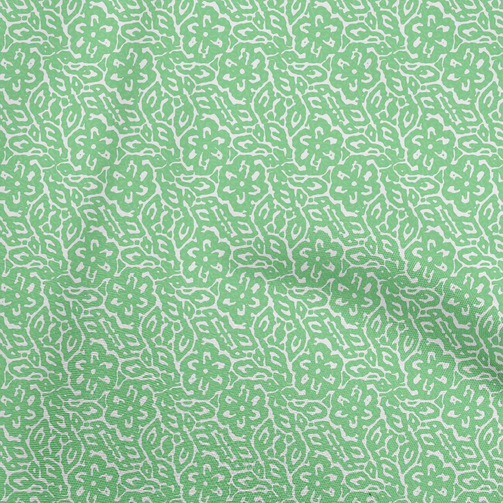 oneOone Cotton Flex Forest Green Fabric Asian Dabu Print Fabric For Sewing Printed Craft Fabric By The Yard 40 Inch