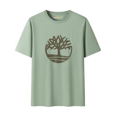 Outdoor Casual Breathable Big Logo Round Neck Short Sleeve T-Shirt Men Tops Light-Green A6281-EC6