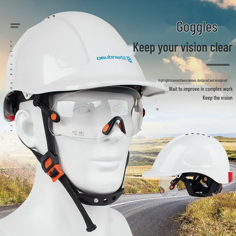 Shanduao ABS Safety Helmet with Integrated Goggles белый