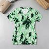 Women's V-Neck Tie-Dye Fitted Short Sleeve Mini Dress - Comfortable & Versatile for Beach Vacation Daily Casual