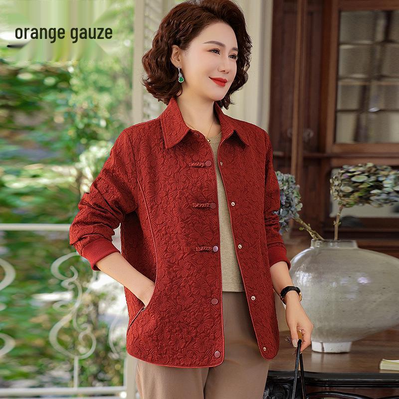 

Стильная куртка 2025 Весна/Осень для женщин 50+ - Легкая и модная 4XL for 130-140 jin красный