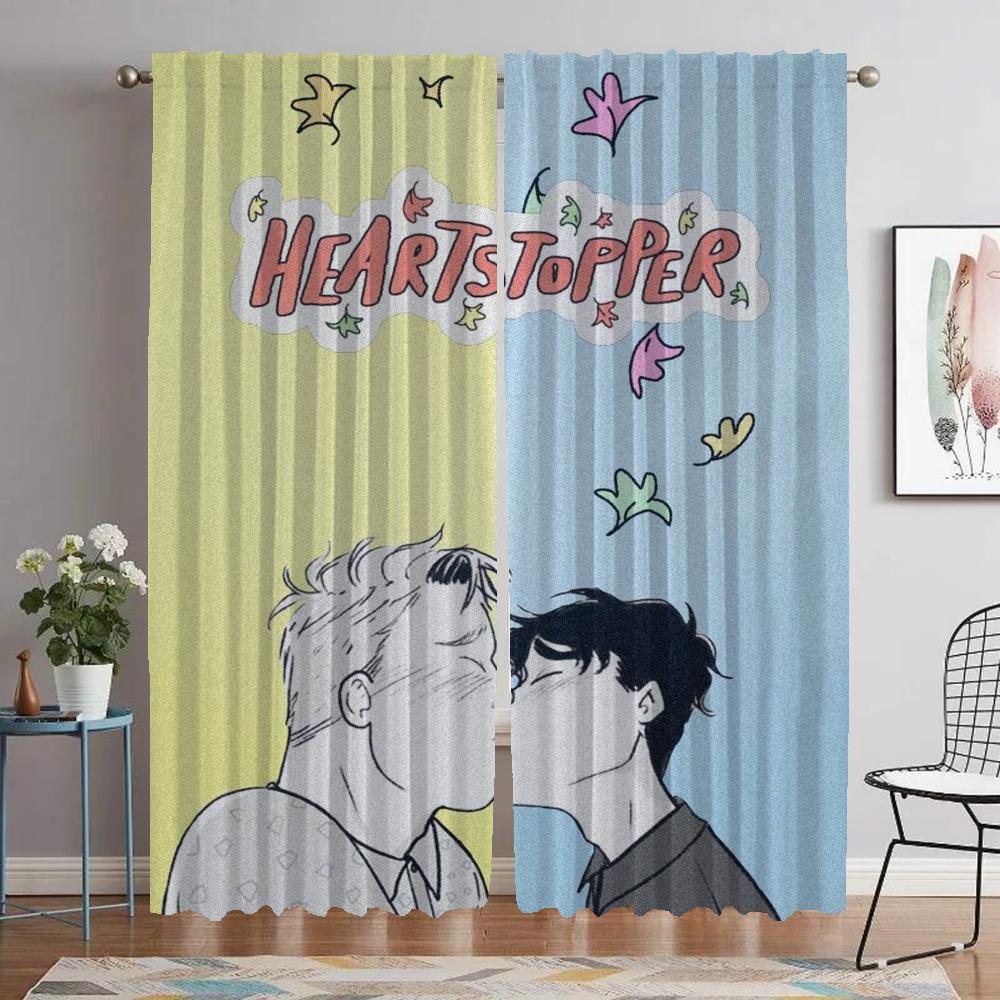 Window Curtain for Room 2 Panel Heartstopper Partition Elegant Room Curtains Shades Tulle for Bedroom Halloween Decoration Child