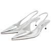 Zara Metallische Slingback-Pumps mit Kitten-Heel Silber Damen 2820510808