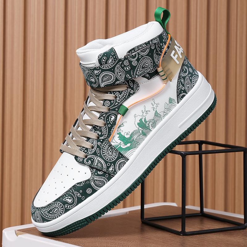Mens Board Shoes 2026 New High Cut Thick Sole Height Increasing Street Trend Casual Shoes Flat Comfortable Sneakers for Men