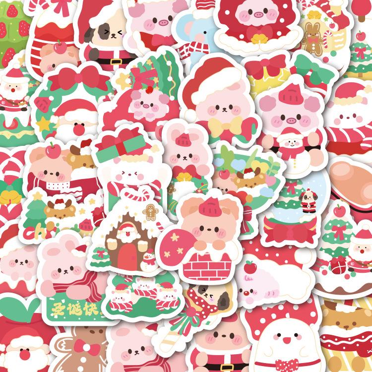 100PCS Cute Christmas Animals Graffiti Stickers DIY Kids Toys Gift Scrapbooking Stationery Album Funny Sticker Decal Decoration