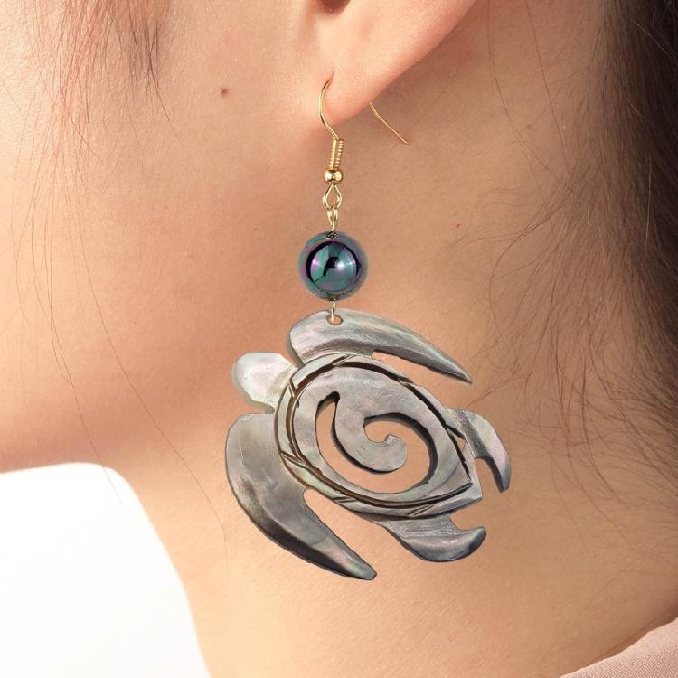 Women Earrings Balck Natural Shell Ear Rings Ornament Jewelry for Party Birthday
