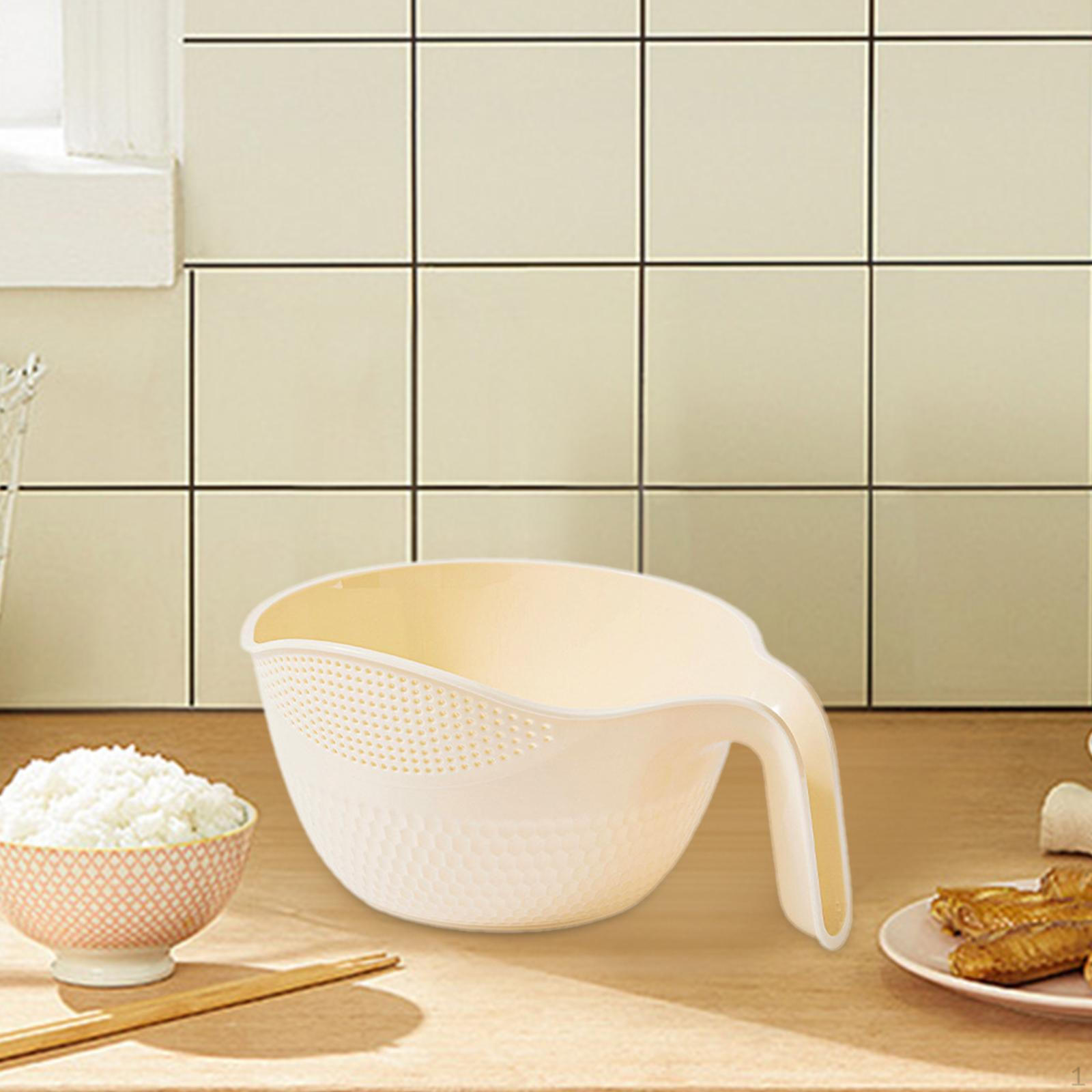 

Дуршлаг для мытья риса, корзина, универсальные чистящие средства, шайба, сито с ручкой бежевый