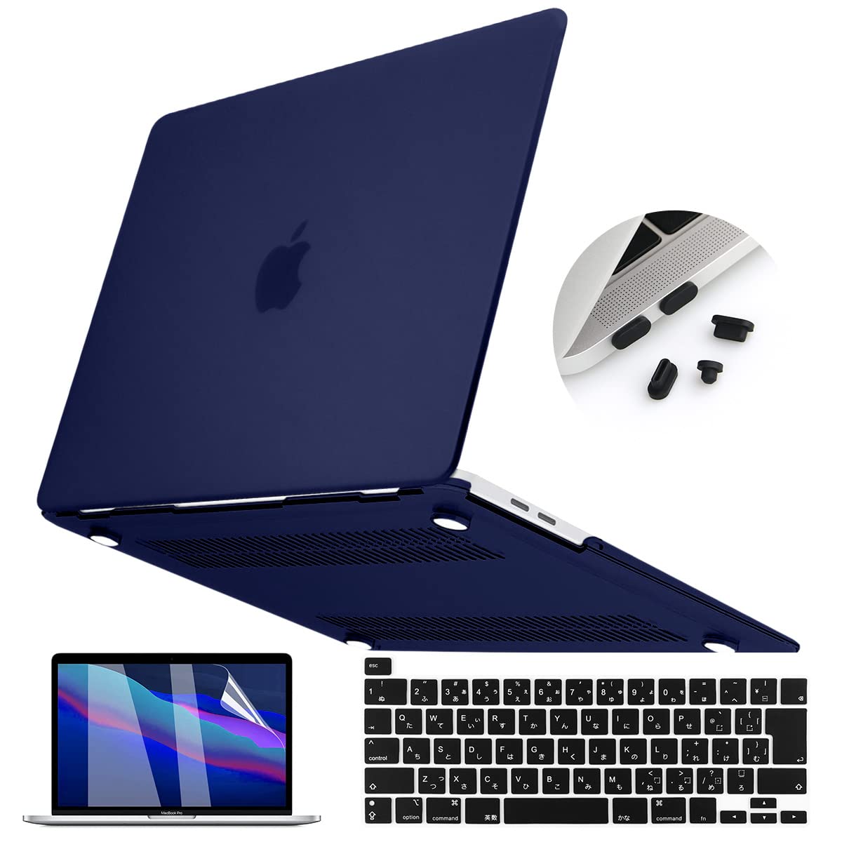 

Teryeefi 2021 2020 2022 MacBook Pro 13 дюймов чехол (модель: А2338 М1 М2А2251А2289) Совместимость + Чехол для японской клавиатуры + Защитная пленка для экрана + Пылезащитная заглушка