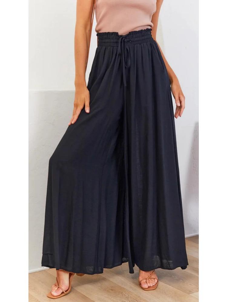 2025 Spring Summer New Women's Wide Leg Pants Elastic Belt Wide Leg High Waist Long Skirt