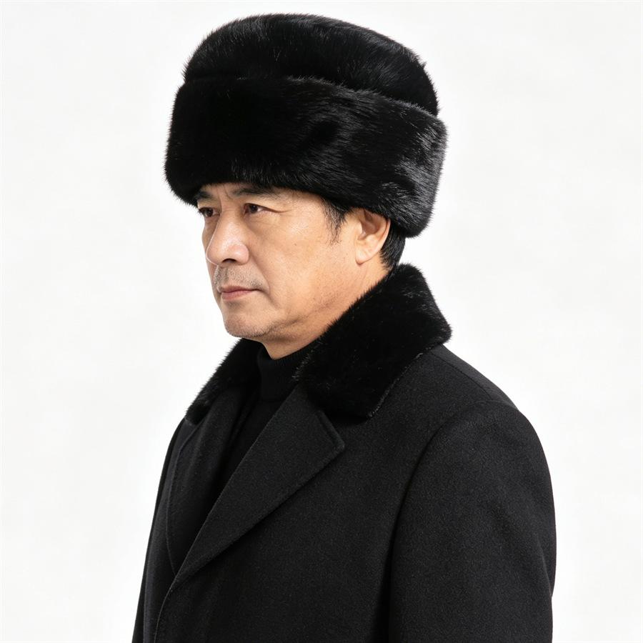 New thickened men's presidential hat in the elderly Lei Feng cotton hat imitation mink landlord hat winter dad old hat