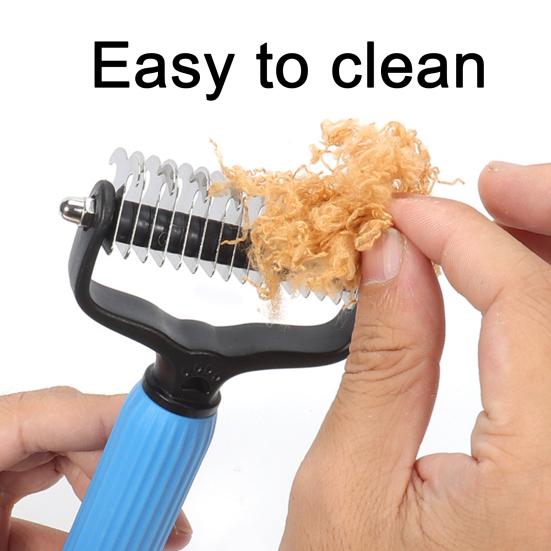 Pet Grooming Rake, Double Sided Cat Undercoat Rake Dematting Comb, Gentle Detangling Tool, Deshedding Brush for Dogs Cats Medium Long Coats