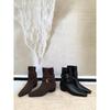 British style square head short boots new pedal thick heel belt buckle thin boots
