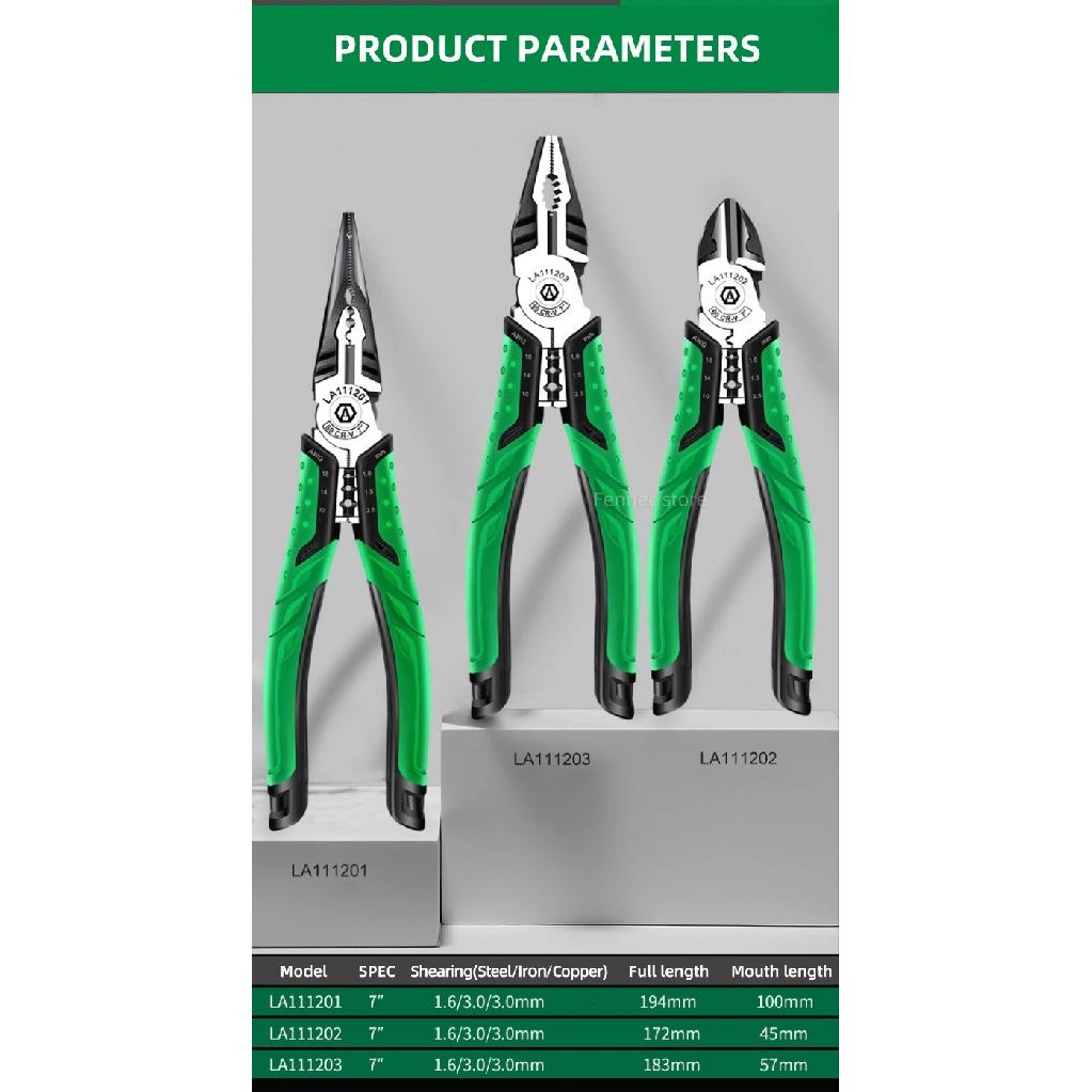 LAOA Multifunction Wire Stripper Wire Cutters/Long Nose/Diagonal Nose Pliers 7-inch Electrician Hand Tools Industrial Grade