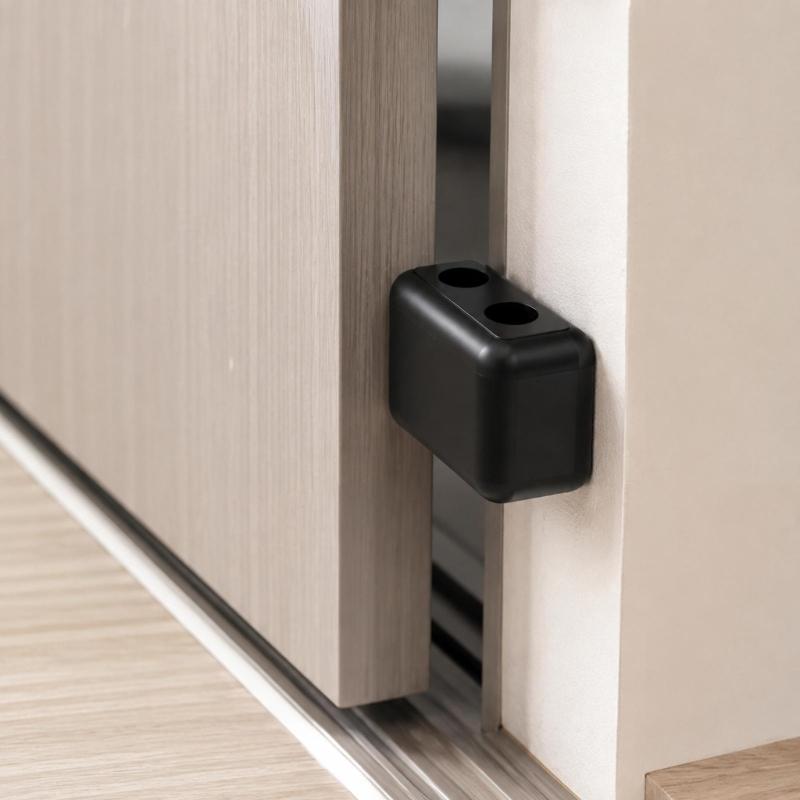 Screw-Mount Sliding Door Stop Parts, Black Plastic Replacement Bumper Cap for Closing Area Repair, Home Care, and Contact Control, 2 Set