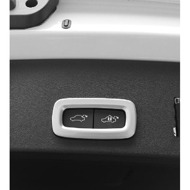 For Volvo XC90 2016- Silver Titanium Tailgate Rear Door Button Cover Trim