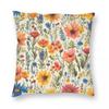Burst Of Wildflower Cottagecore Square Pillowcase Polyester Linen Velvet Creative Zip Decor Room Cushion Cover