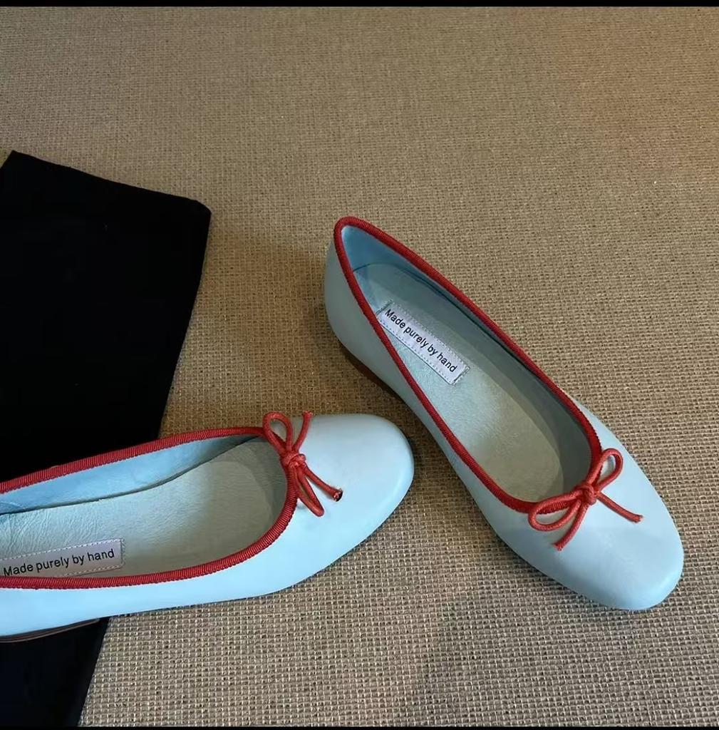 Ballet Shoes French Bow Silver Women 2025 New One-pedal Grandma Shoes Round Head Light Mouth Flat Sole Single Shoes Women