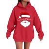 Women's Casual Comfortable Long-Sleeved Christmas Letter-Printed Warm Hooded Crew-Neck Sweatshirt