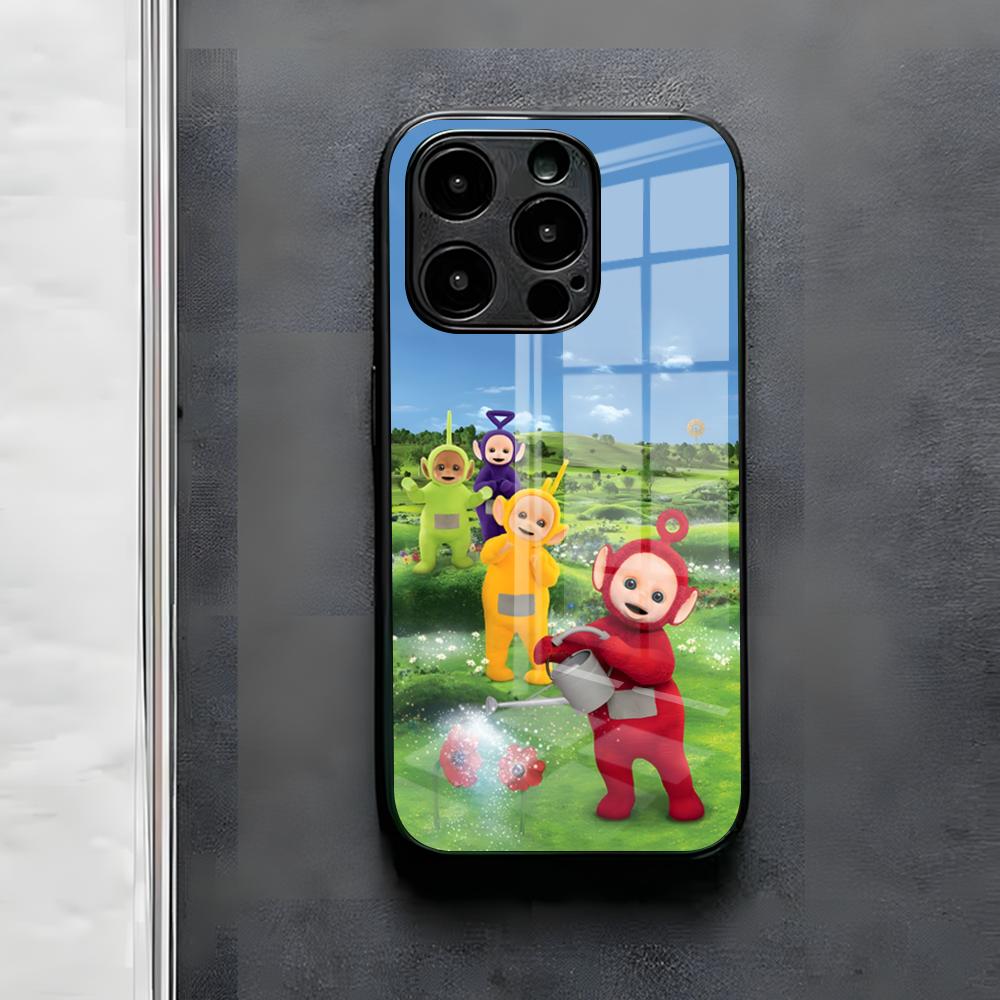

Cute T-Teletubbies Phone Case For IPhone 17 Air 16 E Pro Max 15 14 13 Mini 12 Pro 11 Max Plus Black Glass Cover iPhone 11
