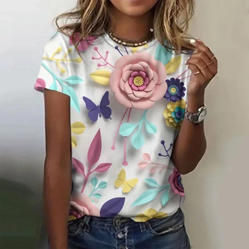 Fashion Women Clothing New Butterfly 3D Print T-shirt Personalized Casual Oversized T Shirt Harajuku Street Unisex Tops Tees