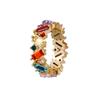 Charm Fashion Colorful Rainbow Crystal Geometric Mixed Shape Gemstone Eternity Rings for Women Party Daily Wear Jewelry Gifts