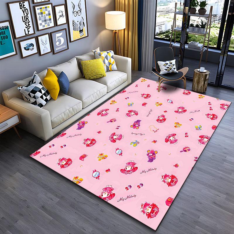 Pink Cartoon My Melody Pattern Carpet suitable as a non-slip mat for the living room or bedroom sofa