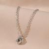 Woman Noble Multi-Layered Ursus Ring Necklace Elegant Necklace Fashion Silver Charm Orb Pendant Engraved Hollow Out Chain Dinner Dress Accessories