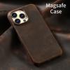 Per Custodia Magsafe per iPhone 17 Air 16 15 Pro Max Retro Lusso Vera Pelle di Vacchetta Pieno Fiore Pelle PULL-UP Oleata Copertura Magnetica