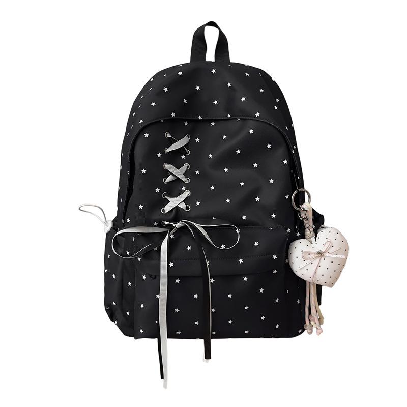 Schoolbag high-value polka dot girl junior high school student schoolbag, bow large capacity ins niche campus lightweight backpack