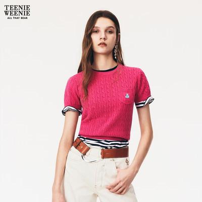Women's Cable Knit Short Sleeve Sweater