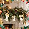 Detailed Wood Carved Angels 12/24/36Pcs Wooden Angel Christmas Ornaments, Vintage Hanging Decorations, Reusable Farmhouse Style Festive Ornaments Tree