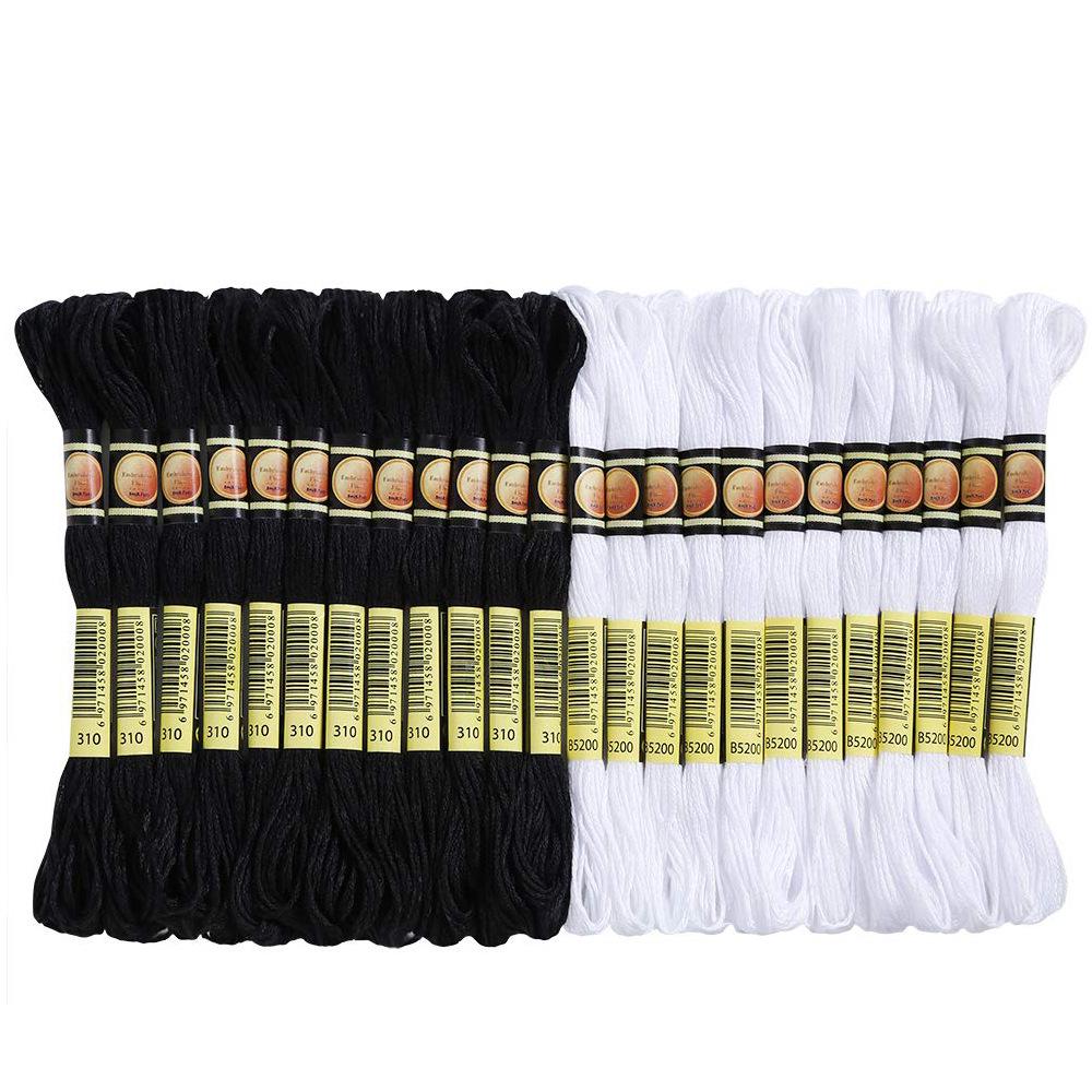 24-Piece Black & White Embroidery Cross-Stitch Polyester Thread Set