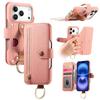 Luxury Zipper Cards Solt Wristband Wallet Leather Ring Holder Case For iPhone 17 Pro Max 16 Plus 15 14 13 12 Kickstand Bag Cover