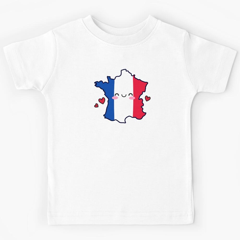 France Flag Map Smile with Love Kids T-Shirt 100