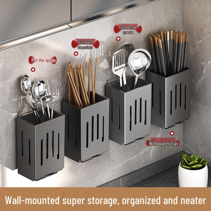 Wall-Mounted Chopstick Holder with Drainer