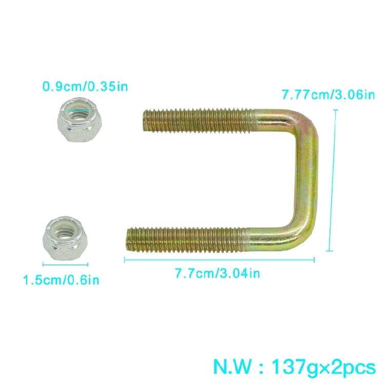 Golf Cart Replacement U-Bolt 1Pair with Metal Construction for Nut-Tightened Fastening during Installation and Golf Cart Maintenance