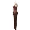 2026 European Style Spring Solid Color Sleeveless Slim-fit Pleated Square Neck Dress
