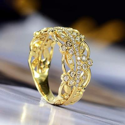 Sterling  Wedding Rings for Women Hollow Out Design Luxury Female Accessories Brilliant Cubic Zircon Jewelry